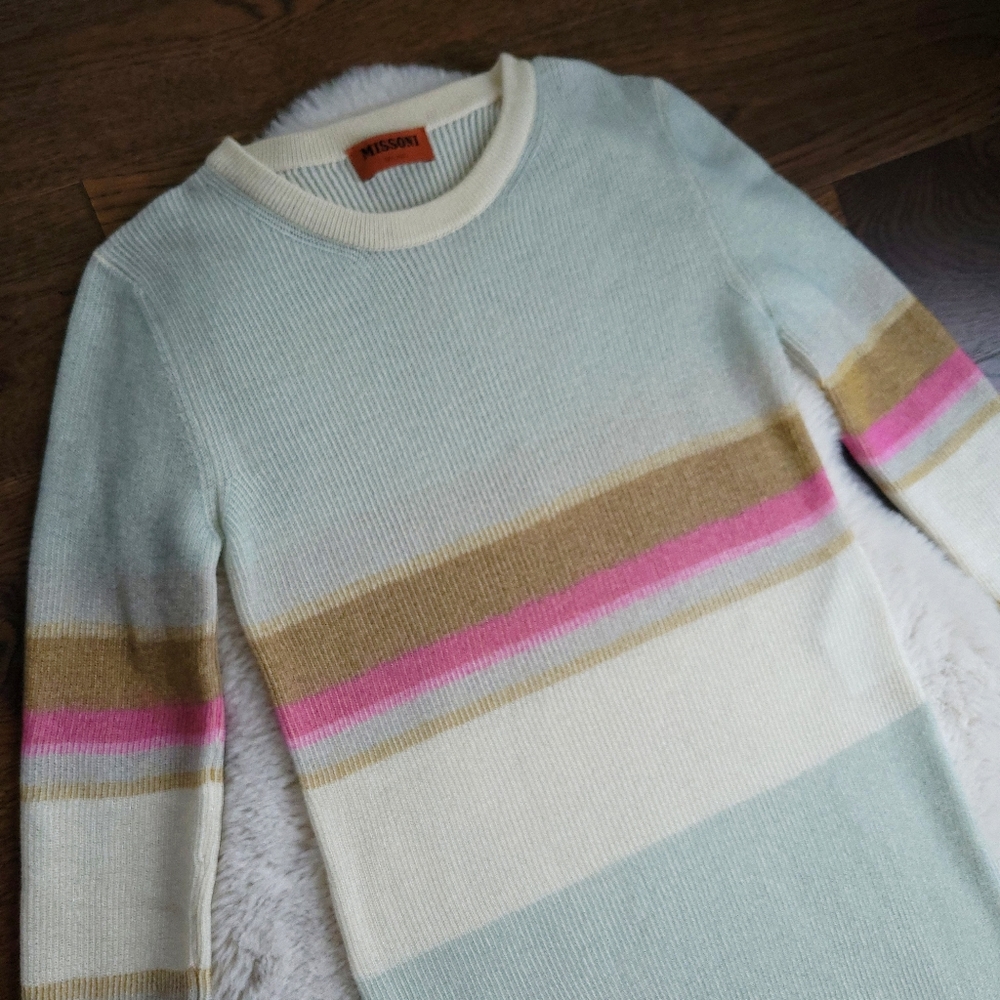 Missoni Colorblock Metallic Stripe Ribbed Cashmere Sweater Dress - Picture 4 of 14
